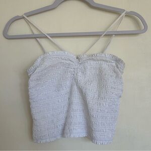 Madewell Poplin Smocked Halter Crop Top